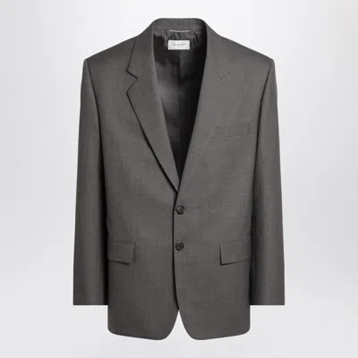 Saint Laurent Brown Single-breasted Jacket In Wool Men In Gray