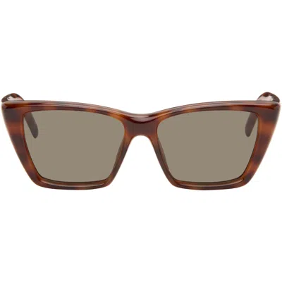 Saint Laurent ブラウン Sl 276 Mica Plump サングラス In 002-havana-havana-gr