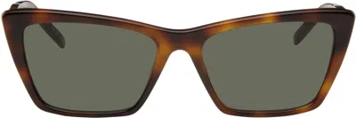 Saint Laurent Brown Sl 737 Mica Thin Sunglasses In 003 Havana