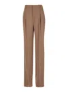 Saint Laurent Silk Crepe High-waisted Tailored Pants In Beige