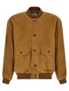 Saint Laurent Brown Solid Bomber Jackets In Brown