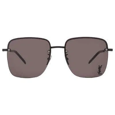 Pre-owned Saint Laurent Brown Square Ladies Sunglasses Sl 312m 001 58 Sl 312m 001 58 In Gray