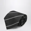 Saint Laurent Silk Tie With Subtle Diagonal Stripes In Black