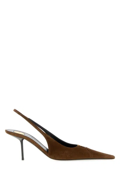 Saint Laurent Brown Suede Babylone Breteuil Pumps