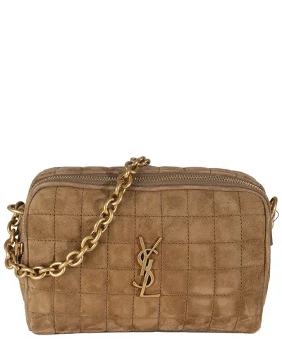 Saint Laurent Brown Suede Cassandre Carre Camera Bag (authentic Pre-loved)