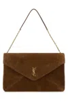 Saint Laurent Brown Suede Cassandre Xxl Shoulder Bag In Brown