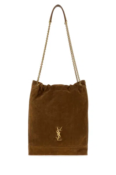SAINT LAURENT BROWN SUEDE JAMIE POCHON SHOULDER BAG