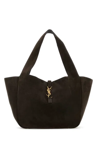 Saint Laurent Brown Suede Leather Le 5 Ã 7 Bea Shopping Bag