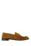 Saint Laurent Men Camel Suede Le Loafer Loafers In Cuoio