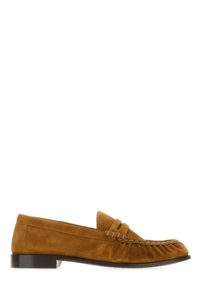 Saint Laurent Men Camel Suede Le Loafer Loafers In Brown