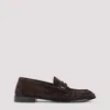 Saint Laurent Cassandre-detail Suede Loafers In Brown
