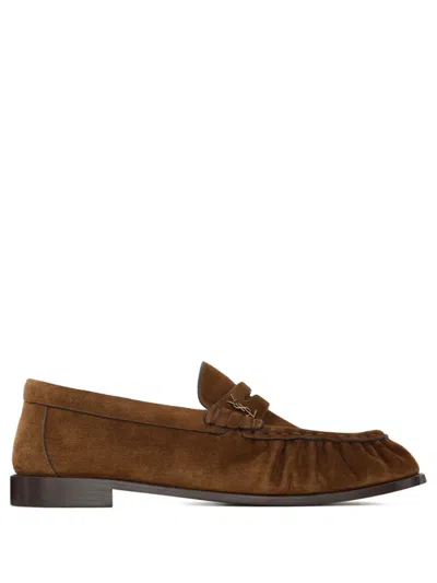 Saint Laurent Brown Suede Loafers