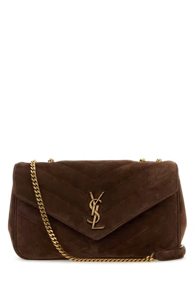 Saint Laurent Brown Suede Medium Lou Lou Shoulder Bag