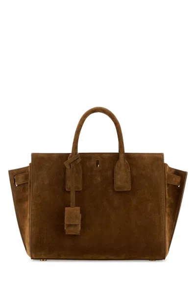 Saint Laurent Brown Suede Sac De Jour Handbag