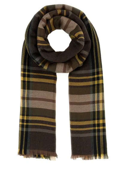 Saint Laurent Wool Blend Scarf Featuring Plaid Design In Multi