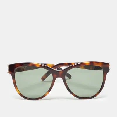 Pre-owned Saint Laurent Brown Tortoise Sl M107 Monogram Cat Eye Sunglasses