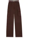 Saint Laurent Logo-embroidered Trousers In Brown