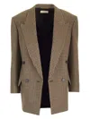 Saint Laurent Brown Wool Blazer Jackets Beige In Brown