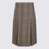Saint Laurent Brown Wool Skirt In Multi