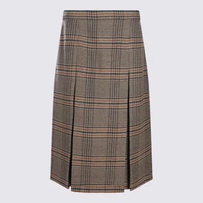 SAINT LAURENT BROWN WOOL SKIRT