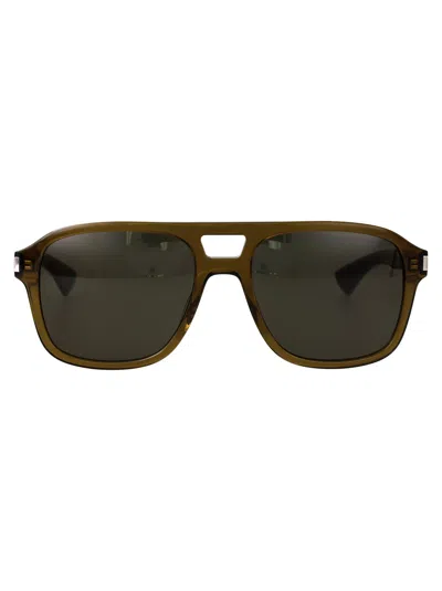 Saint Laurent Brown-brown-grey Acetate Sunglasses In Pattern