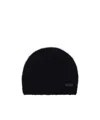Saint Laurent Logo Patch Beanie In Black