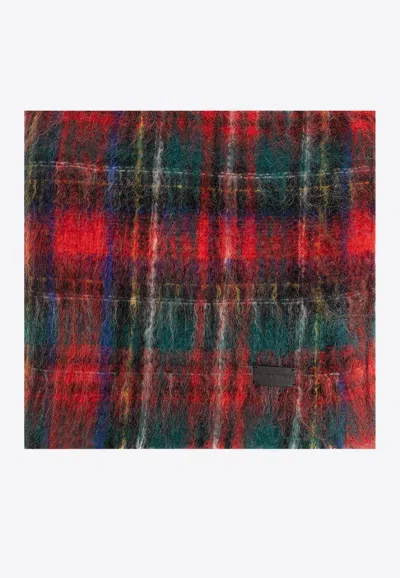 Saint Laurent Brushed Check-pattern Scarf In Multicolor