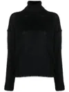 Saint Laurent Brushed-knit Roll-neck Jumper In Black