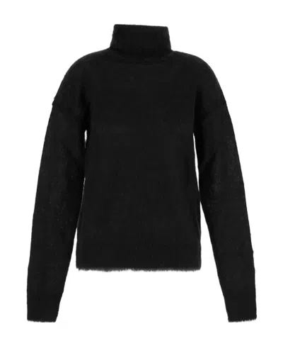 Saint Laurent Brushed-knit Roll-neck Jumper In Black