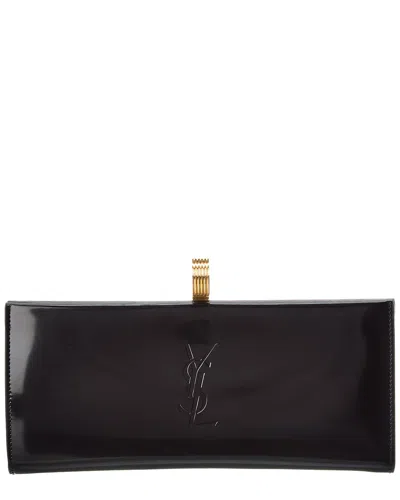 Saint Laurent Brushed Leather Minaudiere In Black