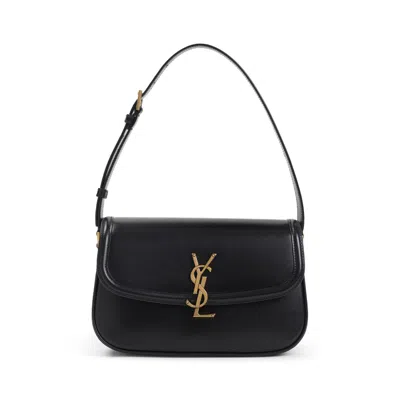 Saint Laurent Brushed Leather Shoulder Bag With Prominent Logo Detail