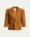 Saint Laurent Brushed Wool Single-breasted Jacket In Brown