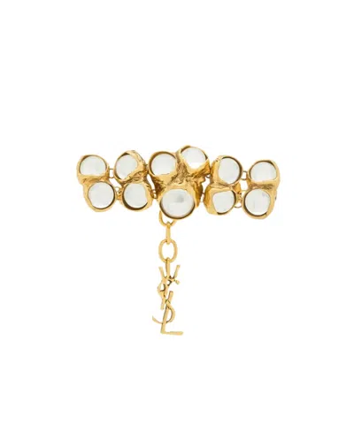 Saint Laurent Bubble Cabochon Bracelet In Resin And Metal In Gold