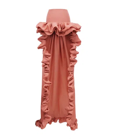 Saint Laurent Bubble Cascade Skirt In Silk Gazar In Pink