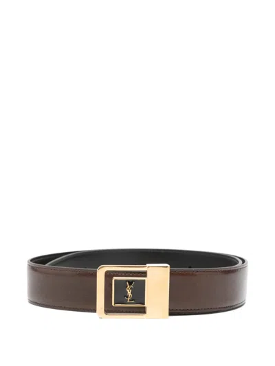 Saint Laurent La 66 Belt In Smooth Leather In Brown