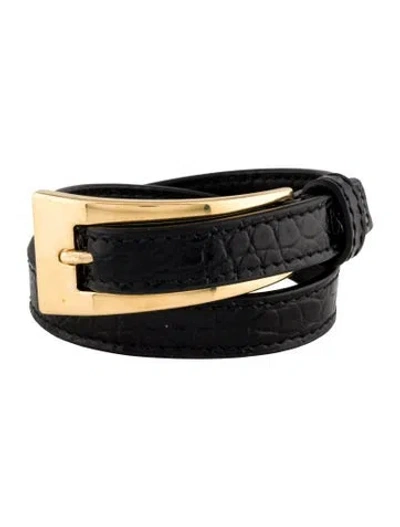 Pre-owned Saint Laurent Buckle Belt Double Wrap Bracelet In Black