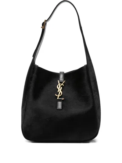Saint Laurent Buckle Detail Shoulder Bag In Black