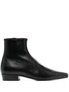 Saint Laurent Buckle-fastened Pointed Boots In Schwarz