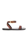 Saint Laurent Buckle Flat Sandal In Bruciato