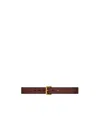Saint Laurent Buckle Leather Belt In Red