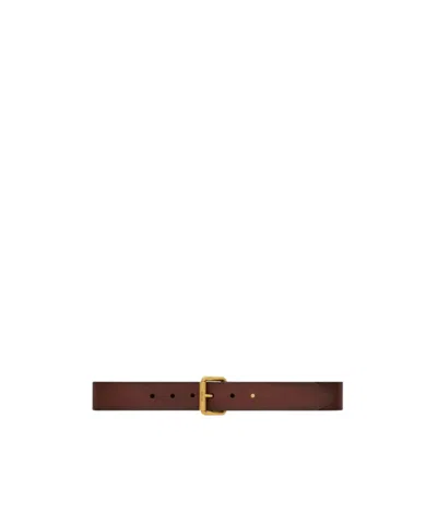 Saint Laurent Buckle Leather Belt In Red