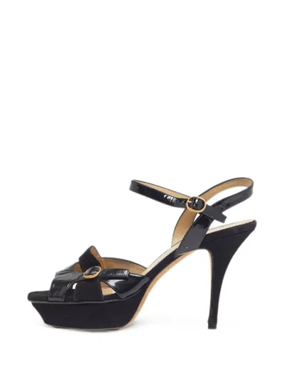 Pre-owned Saint Laurent Buckle-detail Ankle-strap Sandals In Black