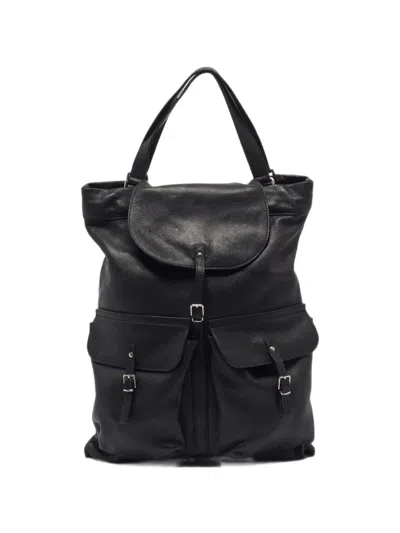 Pre-owned Saint Laurent Buckle-detail Backpack In Black