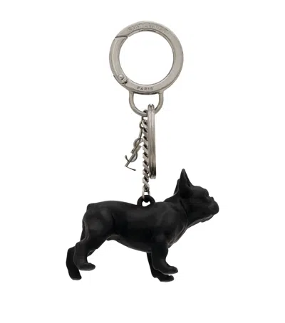 Saint Laurent Bulldog Keychain In Black