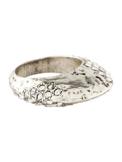 Pre-owned Saint Laurent Bumpy Rhinestone Ring In Transparent