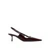 Saint Laurent Burgundy Calfskin Mid Heel Pumps