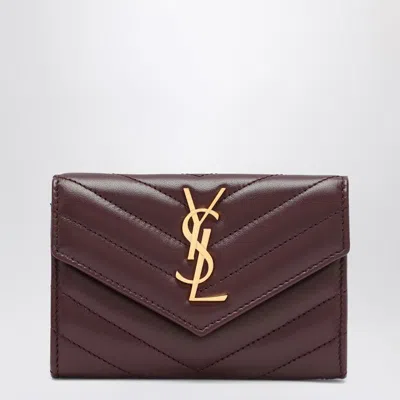 Saint Laurent Burgundy Cassandre Wallet In Red