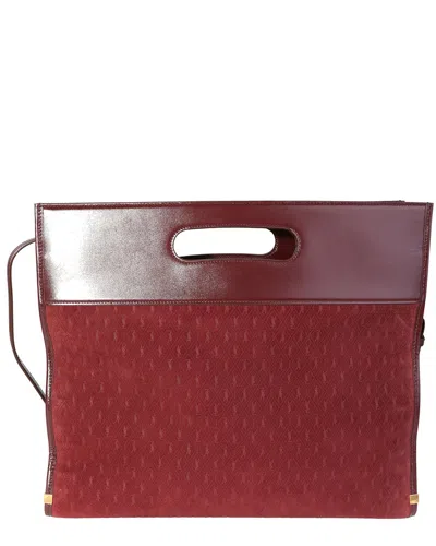 Saint Laurent Burgundy Leather & Suede All-over Monogram Tote (authentic Pre-  Loved)