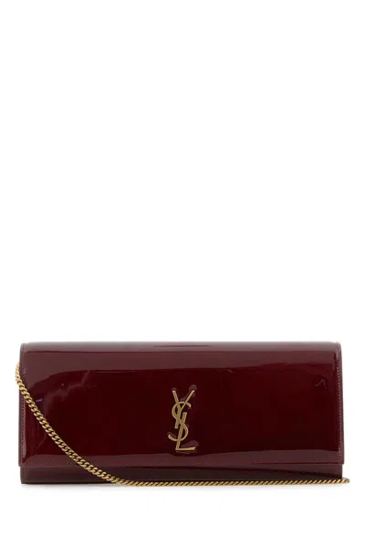 Saint Laurent Burgundy Leather Kate Clutch