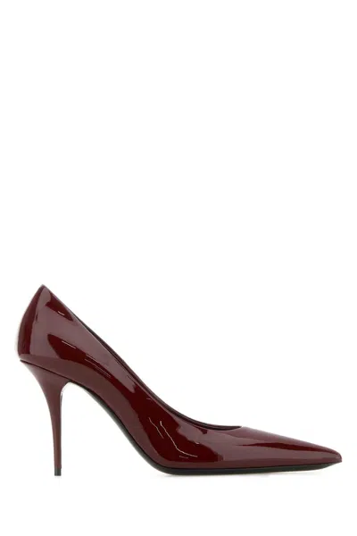 Saint Laurent Norma 90 Patent Leather Pumps In Red